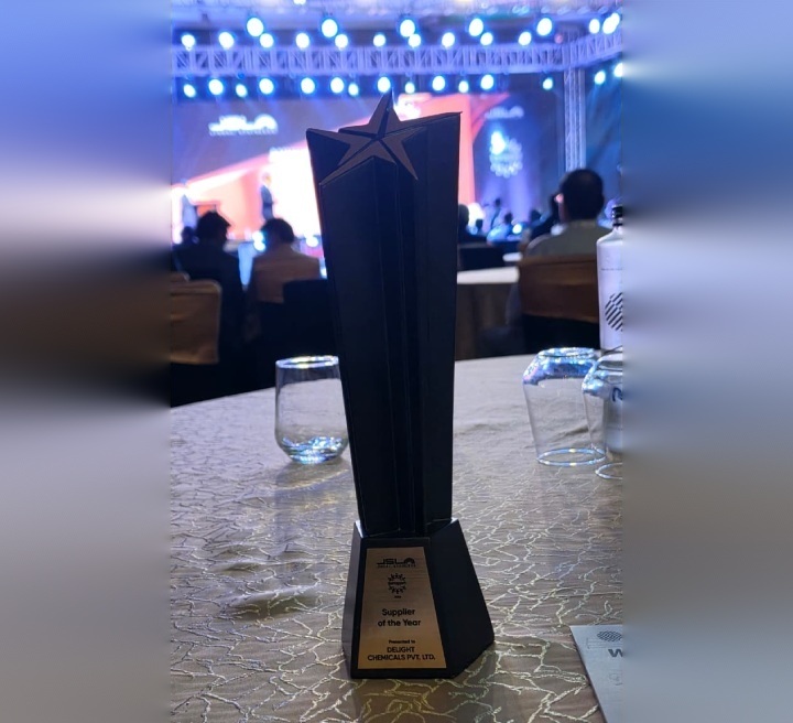 Supplier of the Year award trophy presented to Delight Chemicals at JSL corporate event